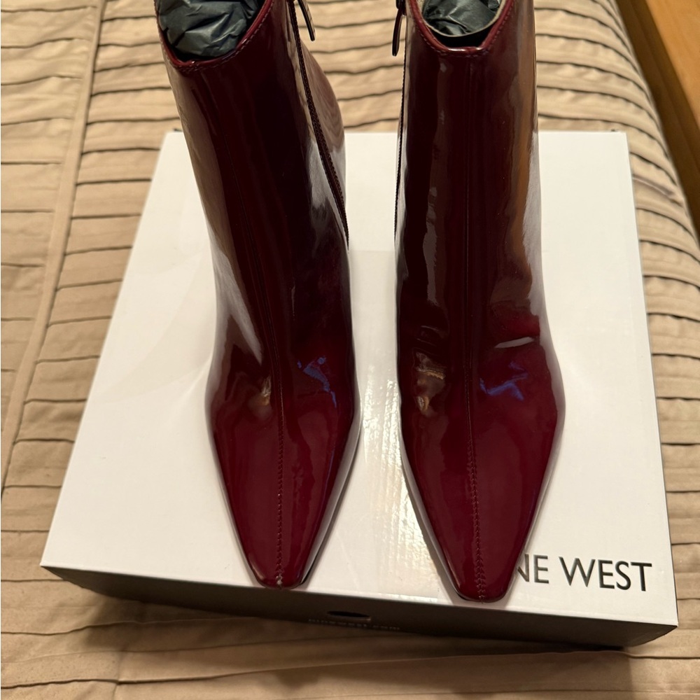 Nine West Glossy Red Heeled Boots